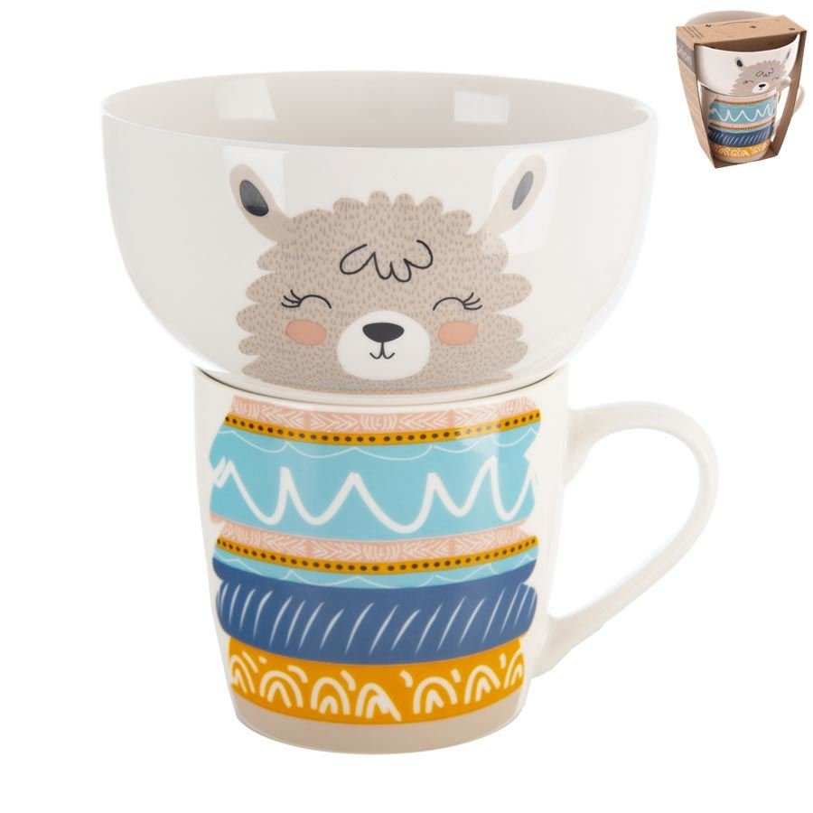Dům, byt a zahrada - Hrnek + miska porcelánový set lama 0,35 l O0498 Hrnek + miska porcelánový set lama 0,35 l O0498 - Dům, byt a zahrada