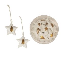 Hvězdičky k zavěšní, 12 ks K2935-29 Nábytek - Bytové doplňky a dekorace - Sváteční dekorace - Vánoční dekorace