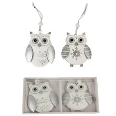 Kovové sovičky, 2ks K0650 Nábytek - Bytové doplňky a dekorace - Sváteční dekorace - Vánoční dekorace