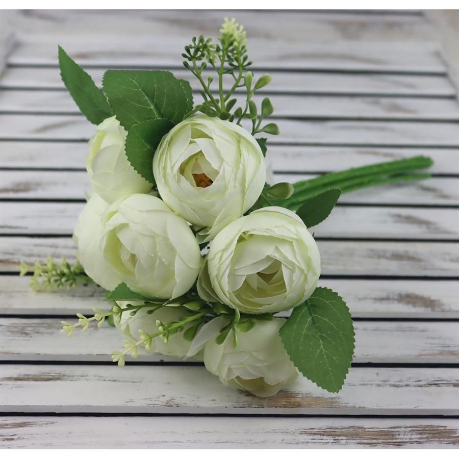 Nábytek - Bytové doplňky a dekorace - Květiny a stojany - Květiny - kytice ranunculus 27 cm, KRÉMOVÁ kytice ranunculus 27 cm, KRÉMOVÁ - Květiny
