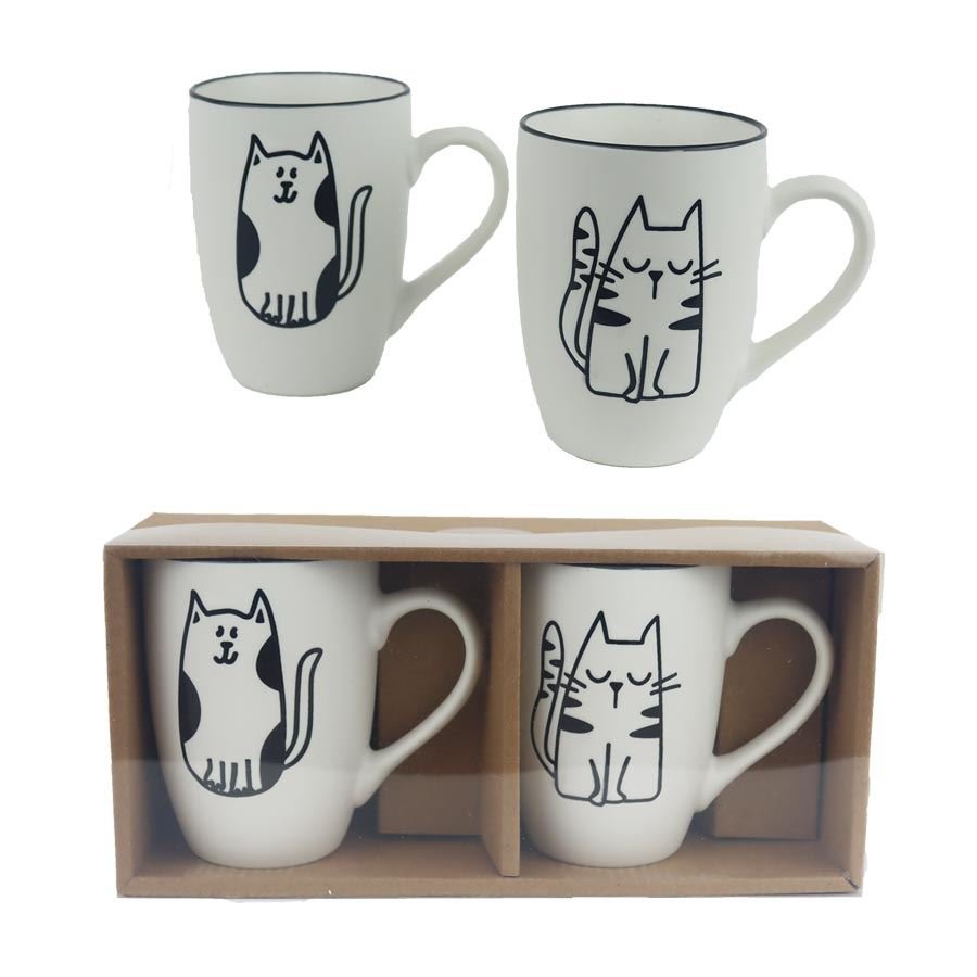 Porcelánový hrnek kočka, 2 ks X6975 - Dům, byt a zahrada