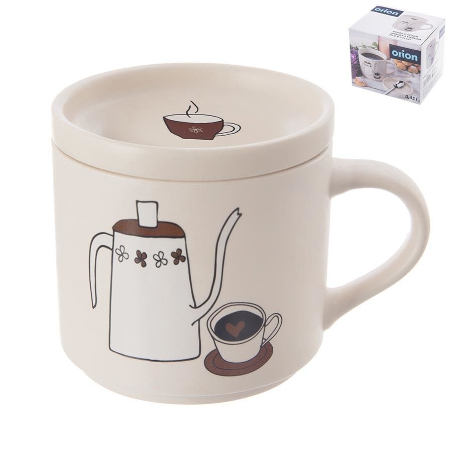 Hrnek porcelánový + víčko káva 0,45 l O0494 - Dům, byt a zahrada