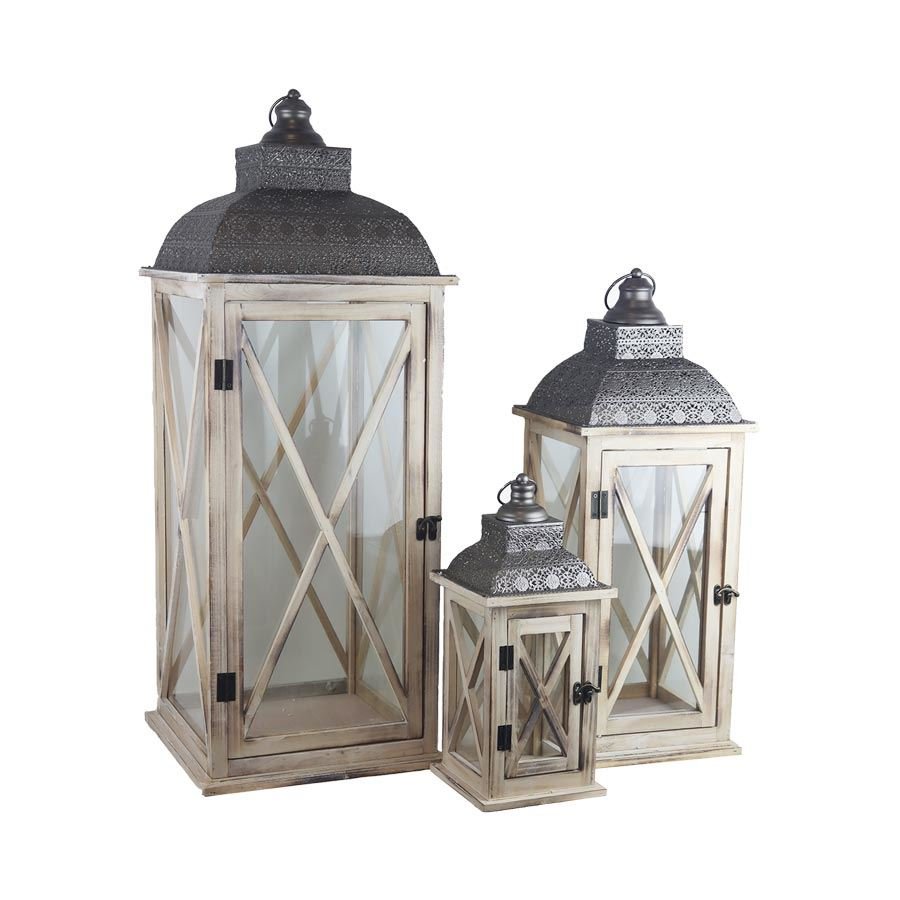 Nábytek - Bytové doplňky a dekorace - Vůně do bytu a svíčky - Svícny - Dřevěná lucerna S/3 D6496 Dřevěná lucerna S/3 D6496 - Svícny