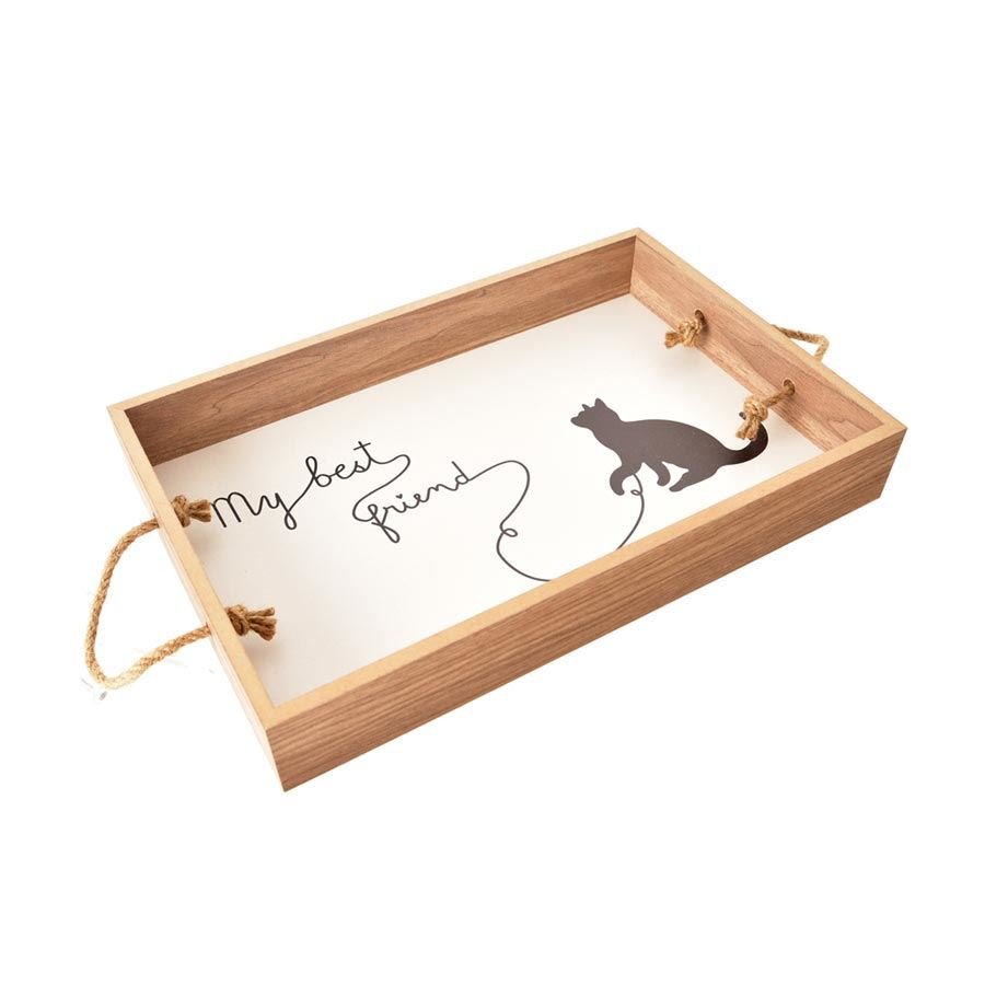 Dům, byt a zahrada - Tác dřevo LOVELY CAT 38x25x6 cm Tác dřevo LOVELY CAT 38x25x6 cm - Dům, byt a zahrada