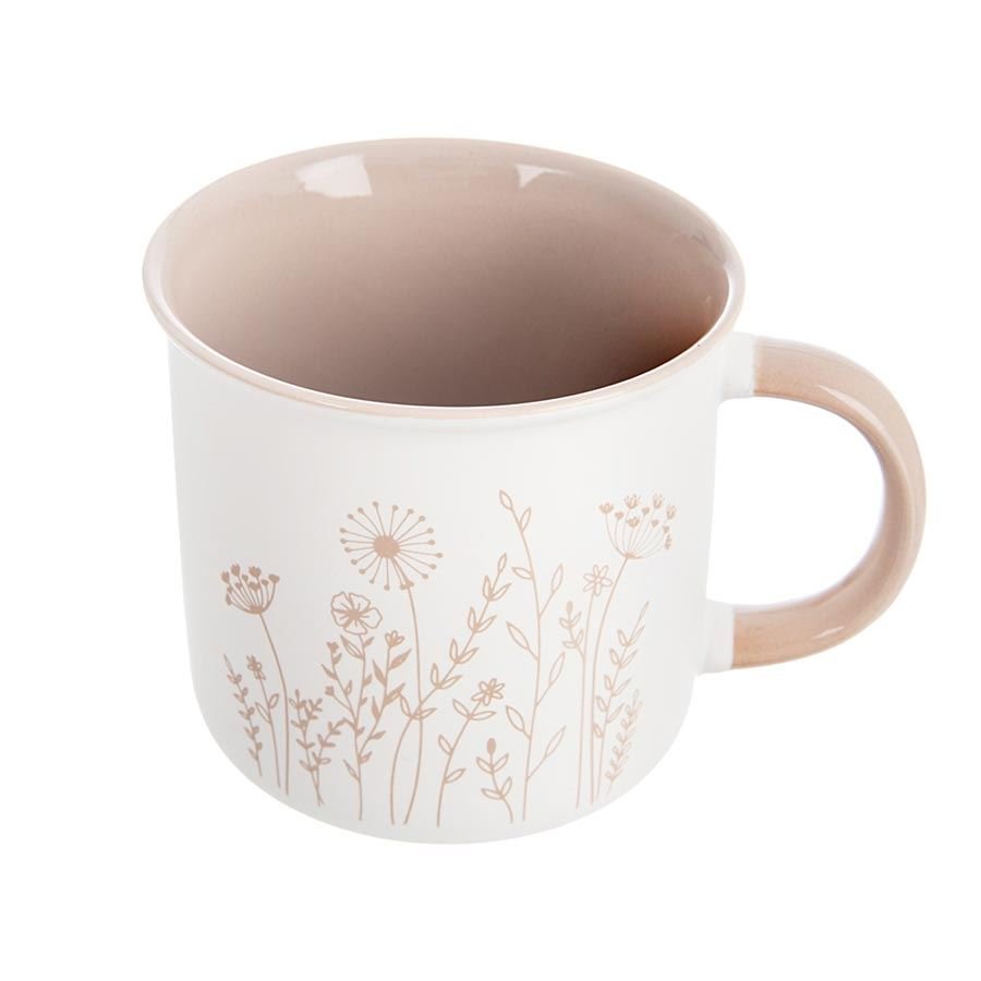 Dům, byt a zahrada - Hrnek porcelánový KVĚT 0,4 l sv. hnědá O0482-20 Hrnek porcelánový KVĚT 0,4 l sv. hnědá O0482-20 - Dům, byt a zahrada