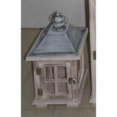 Dřevěná lucerna D6490/M Nábytek - Bytové doplňky a dekorace - Vůně do bytu a svíčky - Svícny