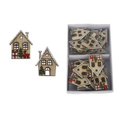 Dekorace domeček, 24 ks D7238 Nábytek - Bytové doplňky a dekorace - Sváteční dekorace - Vánoční dekorace