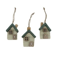 Domeček k zavěšení, 3 ks D7557-015 Nábytek - Bytové doplňky a dekorace - Sváteční dekorace - Vánoční dekorace