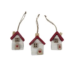 Domeček k zavěšení, 3 ks D7557-08 Nábytek - Bytové doplňky a dekorace - Sváteční dekorace - Vánoční dekorace