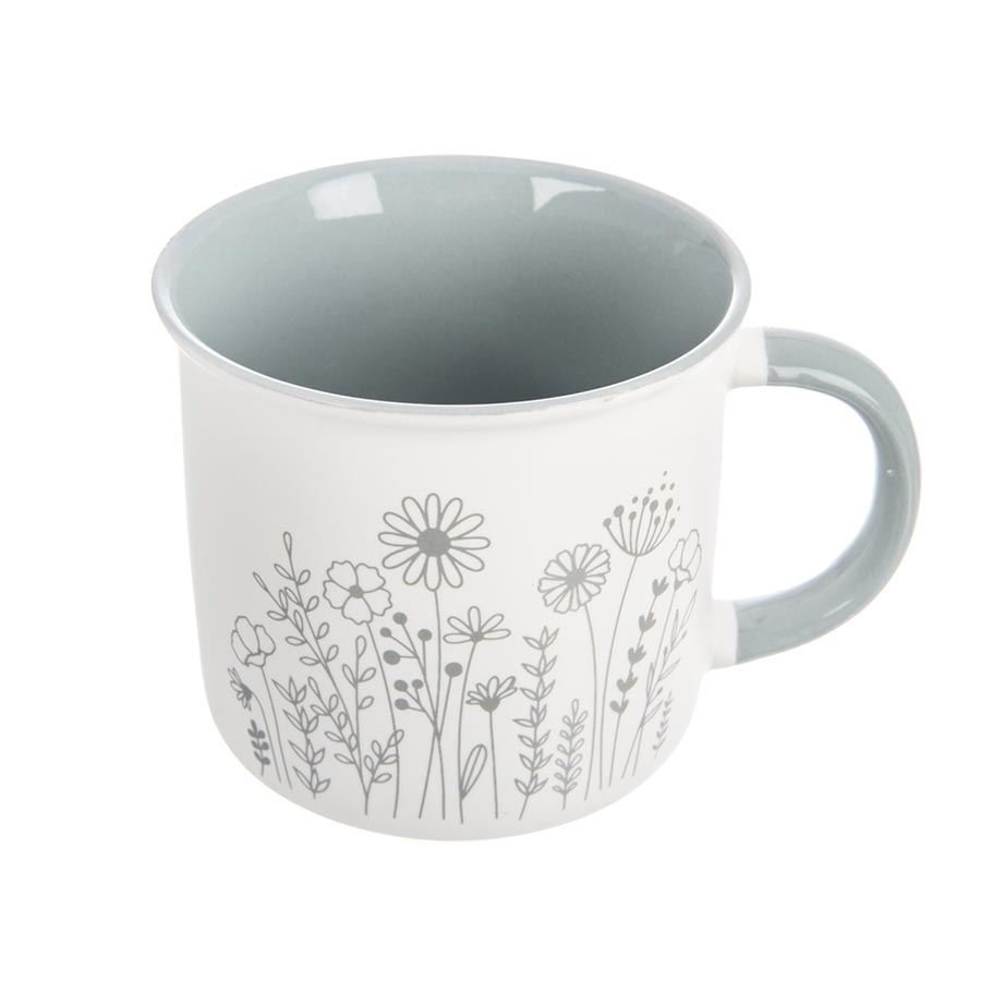 Hrnek porcelánový KVĚT 0,4 l zelenkavá O0482-15 - Dům, byt a zahrada