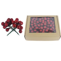 Skleněné baňky na drátku červené, pr. 2cm, S0570-34/BOX 144 ks Nábytek - Bytové doplňky a dekorace - Sváteční dekorace - Vánoční dekorace