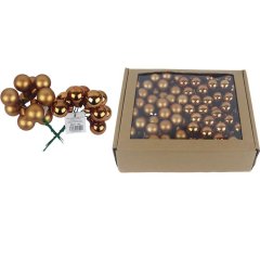 Skleněné baňky na drátku hnědé, pr.2,5 cm, S0571-18/BOX 144 ks Nábytek - Bytové doplňky a dekorace - Sváteční dekorace - Vánoční dekorace