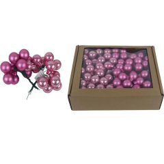 Skleněné baňky na drátku růžové, pr.2,5cm, S0571-05/BOX 144 ks Nábytek - Bytové doplňky a dekorace - Sváteční dekorace - Vánoční dekorace
