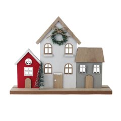 Dekorace dřevěná vesnička D7186 Nábytek - Bytové doplňky a dekorace - Sváteční dekorace - Vánoční dekorace