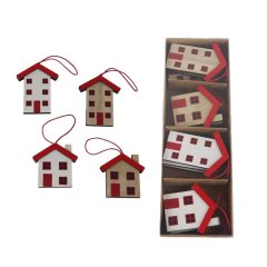 Nábytek Bytové doplňky a dekorace Sváteční dekorace Vánoční dekorace - Dekorace domeček k zavěšení, 12 ks D7288 Dekorace domeček k zavěšení, 12 ks D7288