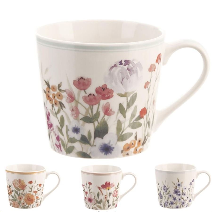 Dům, byt a zahrada - Hrnek porcelánový KVĚT 0,44 l mix sada 4 ks Hrnek porcelánový KVĚT 0,44 l mix sada 4 ks - Dům, byt a zahrada