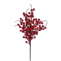 Dekorační větvička s bobulemi P2355-08 Nábytek - Bytové doplňky a dekorace - Květiny a stojany - Květiny