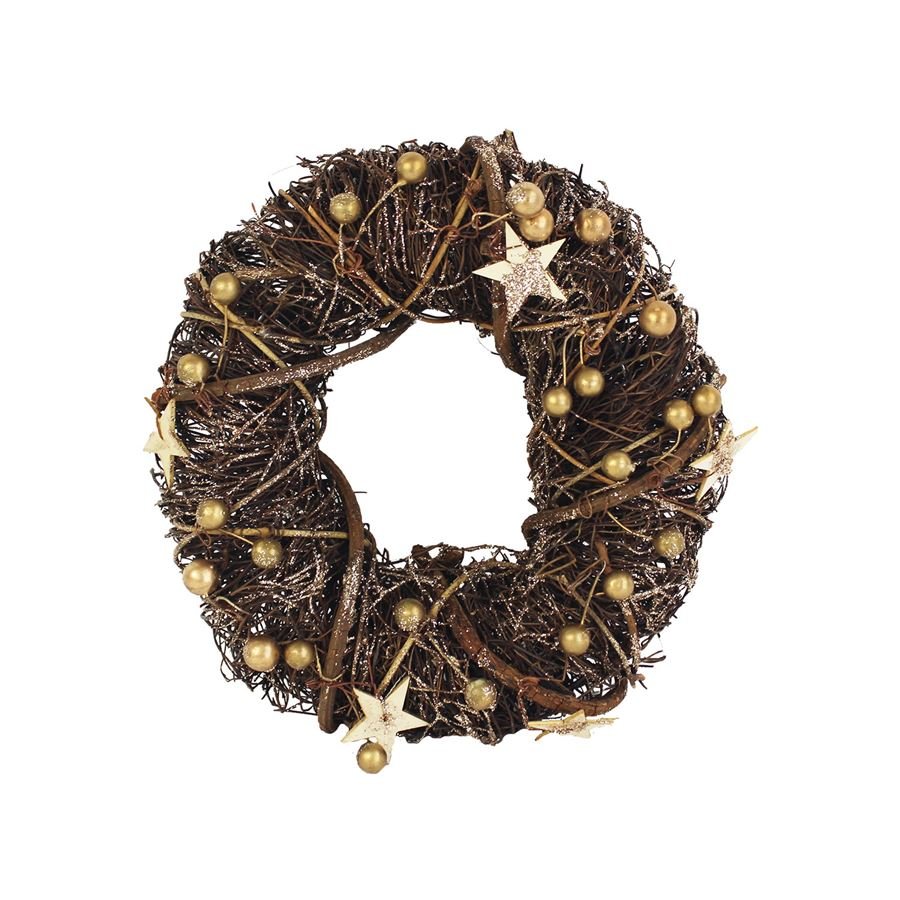 Věnec se zlatými ozdobami pr.24cm P0472 - Vánoční dekorace