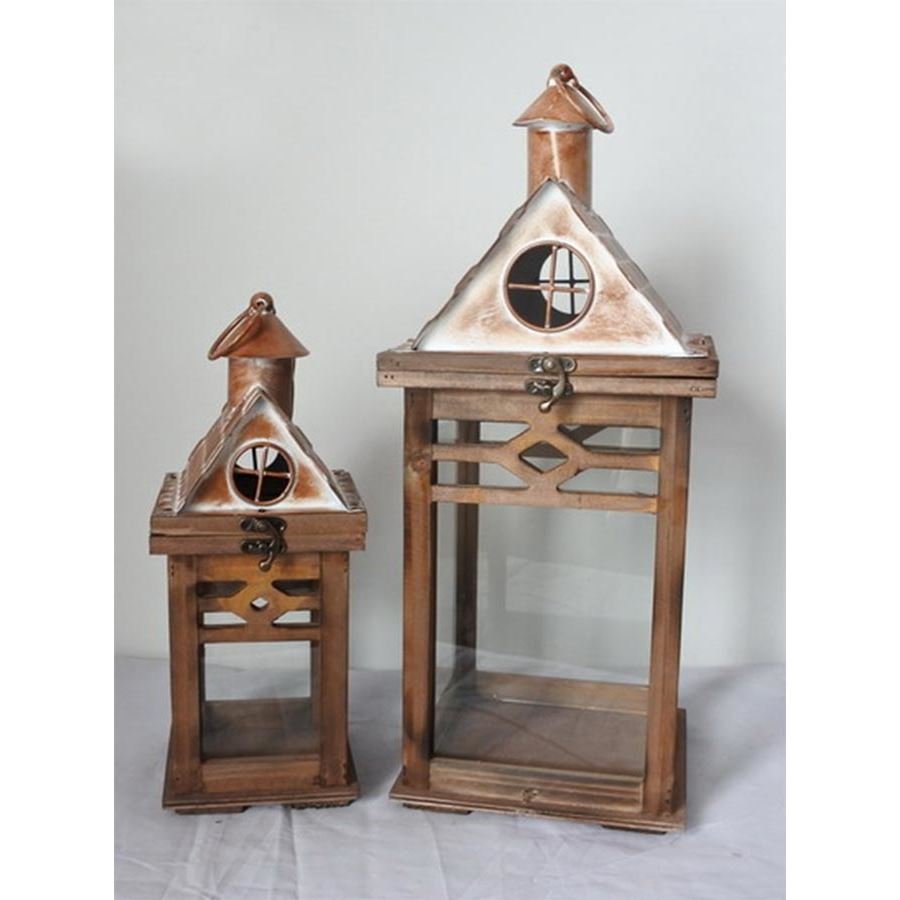 Nábytek - Bytové doplňky a dekorace - Vůně do bytu a svíčky - Svícny - Dřevěná lucerna, S/2 D7211 Dřevěná lucerna, S/2 D7211 - Svícny