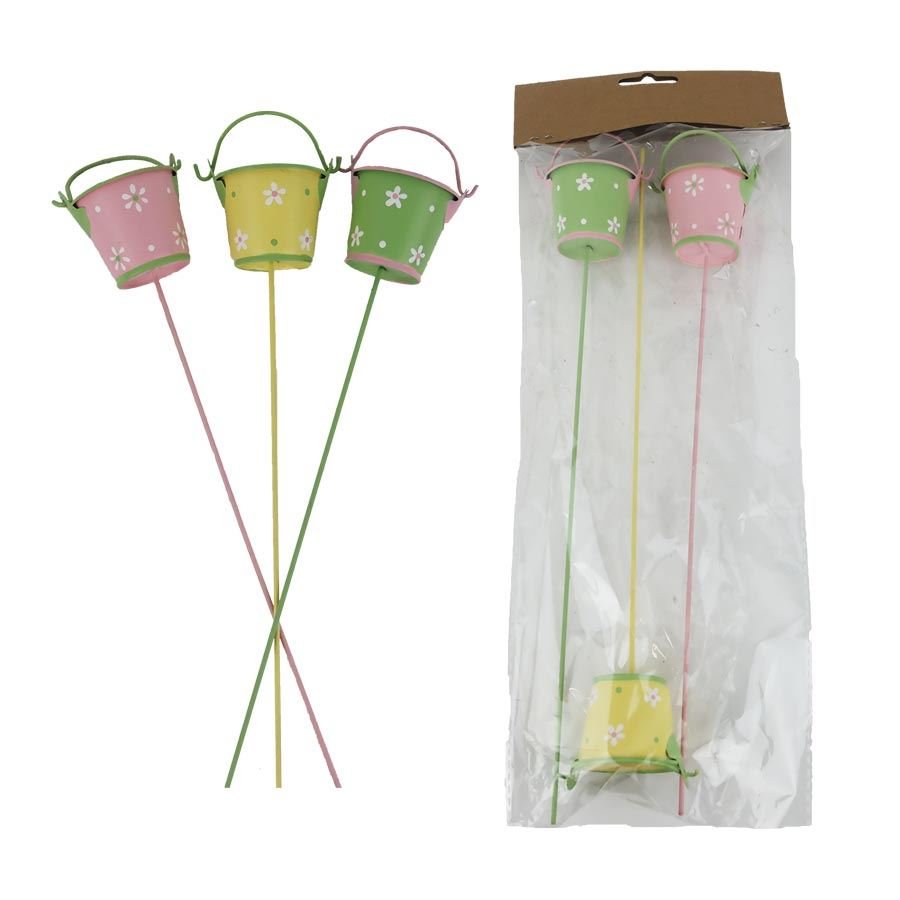 Zápich kbelík, 3 ks K4773 - Velikonoční dekorace