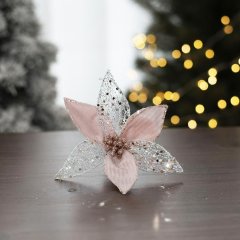 Dekororační květ 15cm X3306/2 Nábytek - Bytové doplňky a dekorace - Sváteční dekorace - Vánoční dekorace