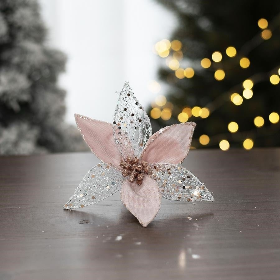 Dekororační květ 15cm X3306/2 - Vánoční dekorace