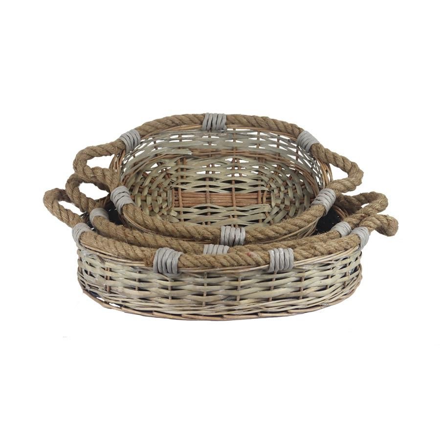 Hobby - Dárkové koše - Košík oválný šedý, S/3 P2039 Košík oválný šedý, S/3 P2039 - Dárkové koše