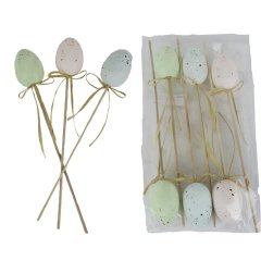 Zápich velikonoční vajíčka, 6 ks X7965/3 Nábytek - Bytové doplňky a dekorace - Sváteční dekorace - Velikonoční dekorace