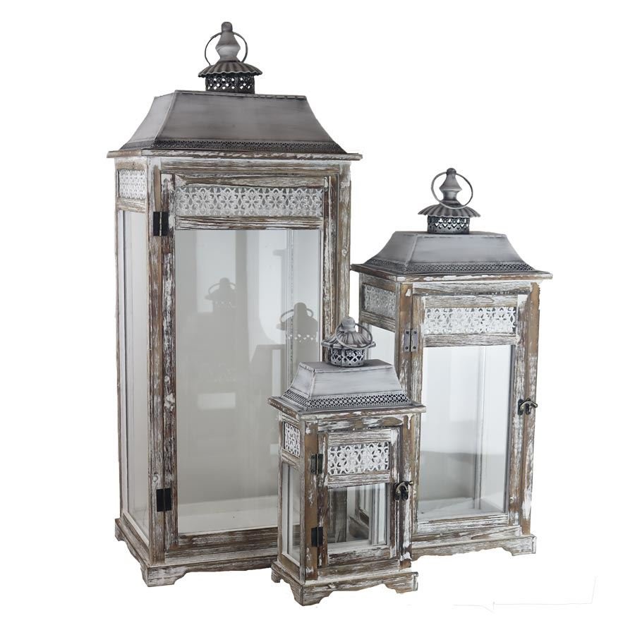 Dřevěná lucerna, S/3 D6044 - Svícny