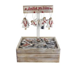 Dřevění andělé na stromeček v boxu, 72 ks D7460 Nábytek - Bytové doplňky a dekorace - Sváteční dekorace - Vánoční dekorace