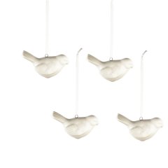 Ptáček bílý, 4ks X1301-01 Nábytek - Bytové doplňky a dekorace - Sváteční dekorace - Velikonoční dekorace