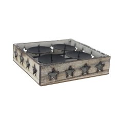 Adventní svícen s hvězdičkami D7416/1 Nábytek - Bytové doplňky a dekorace - Vůně do bytu a svíčky - Svícny