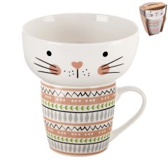 Dům, byt a zahrada - Hrnek + miska porcelánový set kočka 0,35 l O0497 Hrnek + miska porcelánový set kočka 0,35 l O0497
