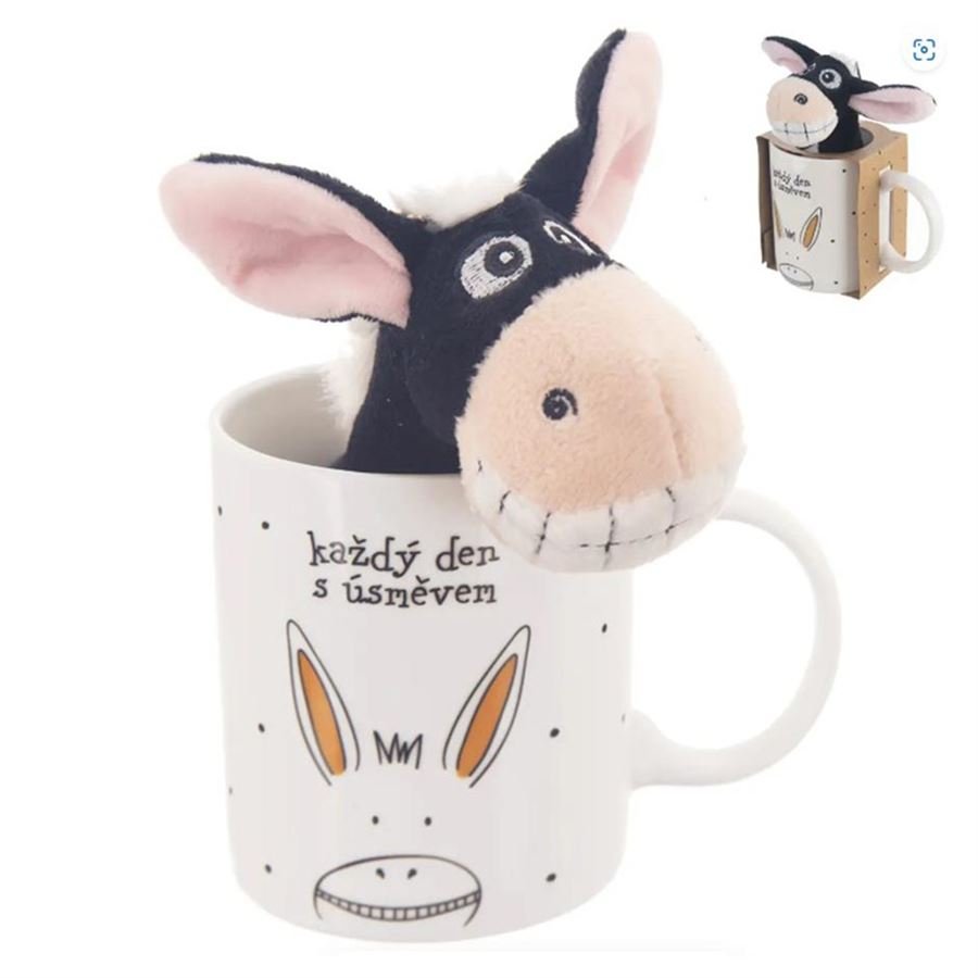 Dům, byt a zahrada - Hrnek porcelánový + hračka oslík 0,39 l O0319 Hrnek porcelánový + hračka oslík 0,39 l O0319 - Dům, byt a zahrada