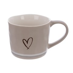 Dům, byt a zahrada - Hrnek porcelánový SRDCE 0,4 l béžová O0644-26 Hrnek porcelánový SRDCE 0,4 l béžová O0644-26