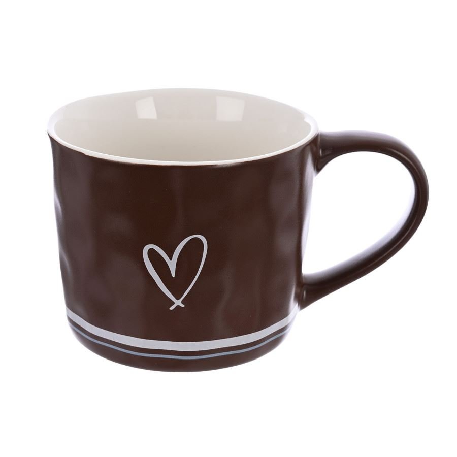Hrnek porcelánový SRDCE 0,4 l hnědá O0644-18 - Dům, byt a zahrada