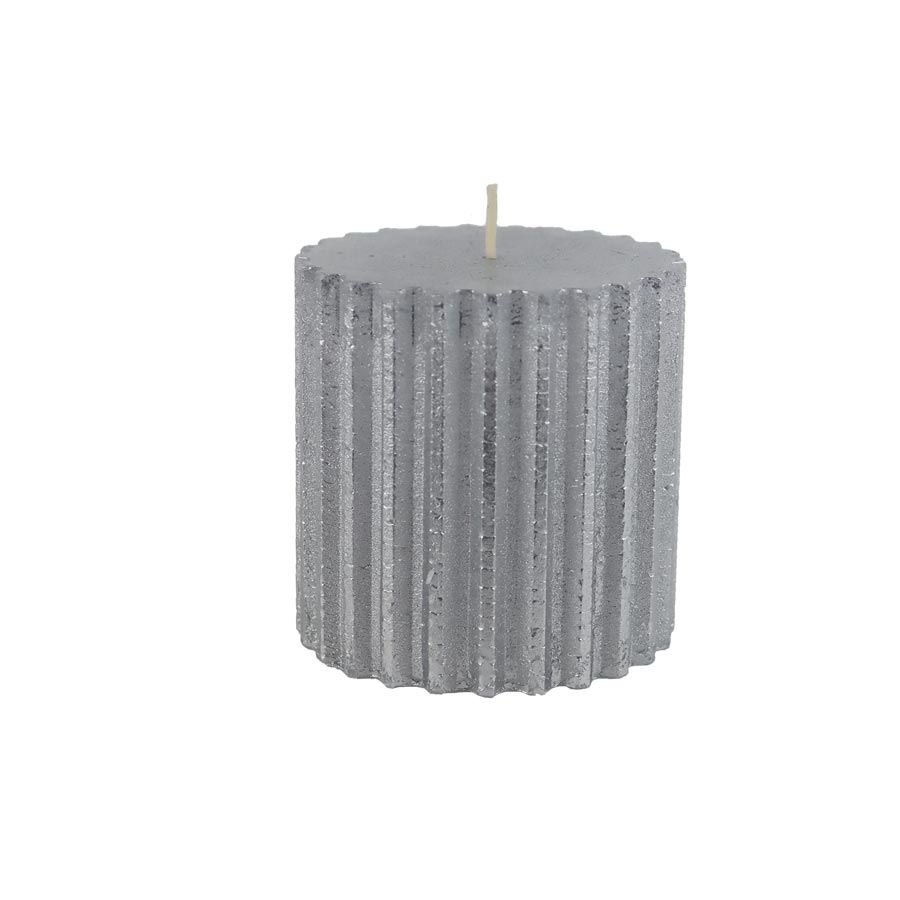 Metalická stříbrná svíčka válec 8 x 8 cm S0585-28 Metalická stříbrná svíčka válec 8 x 8 cm S0585-28