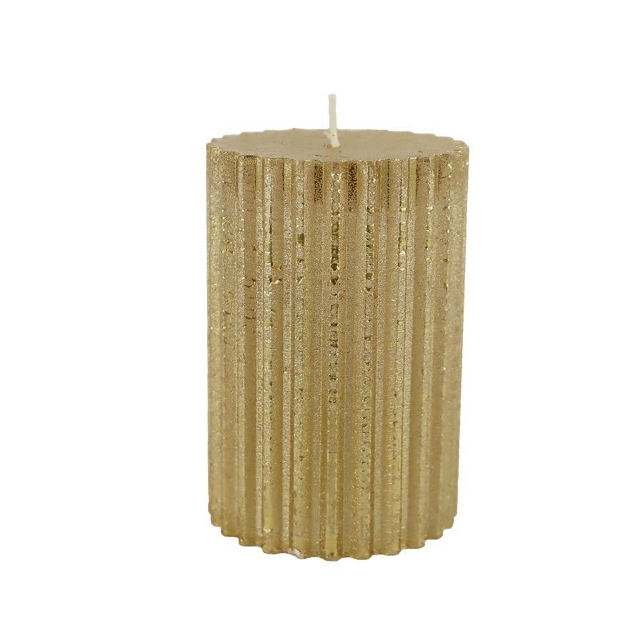 Nábytek - Bytové doplňky a dekorace - Vůně do bytu a svíčky - Svíčky - Metalická zlatá svíčka válec 8 x 12 cm S0586-29 Metalická zlatá svíčka válec 8 x 12 cm S0586-29 - Svíčky