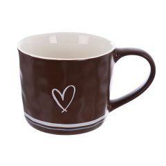 Hrnek porcelánový SRDCE 0,4 l hnědá O0644-18 Dům, byt a zahrada
