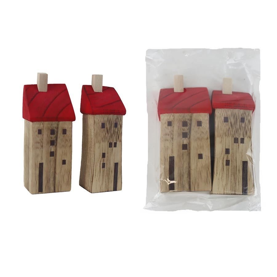Dekorace domeček 2 ks D8308-08 - Vánoční dekorace