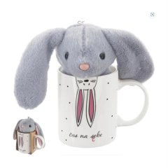 Hrnek porcelánový + hračka zajíček 0,39 l O0322 Dům, byt a zahrada